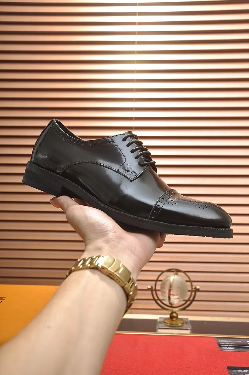 Men's shoes💰460💶【LOUIS VUITTON】(sheepskin lining) new cowhide LV formal shoes🎩🎩❗️🆘made one to one at the counter🎩original quality, imported cowhide upper➕full sheepskin lining➕original rubber outsole, {high quality visible}👣Size: 38-45 (45 custom-made)